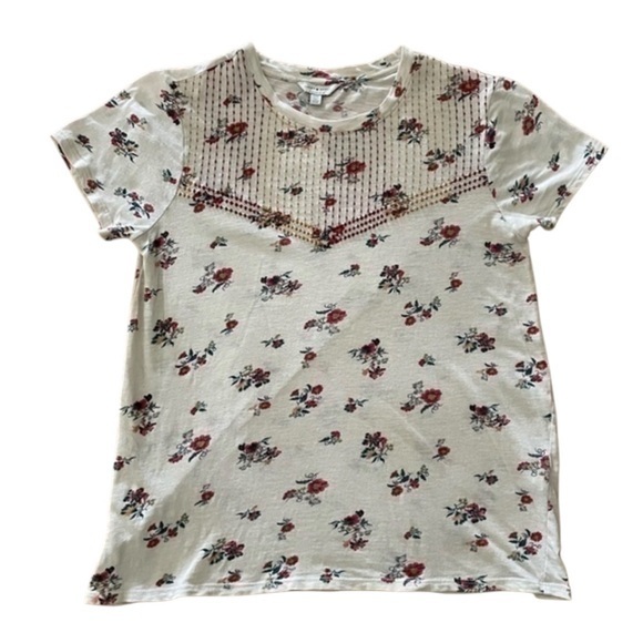 Lucky Brand Tops - Lucky Brand Boho Style Floral Shirt • Crew Neck Cotton Cap Sleeve • Size…